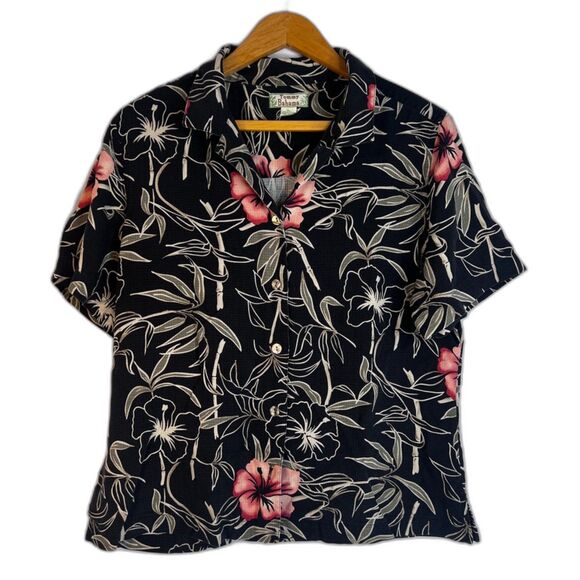 Tommy Bahama 100% Silk Shirt Tropical Floral Print Short Sleeve Size XL - Picture 1 of 8